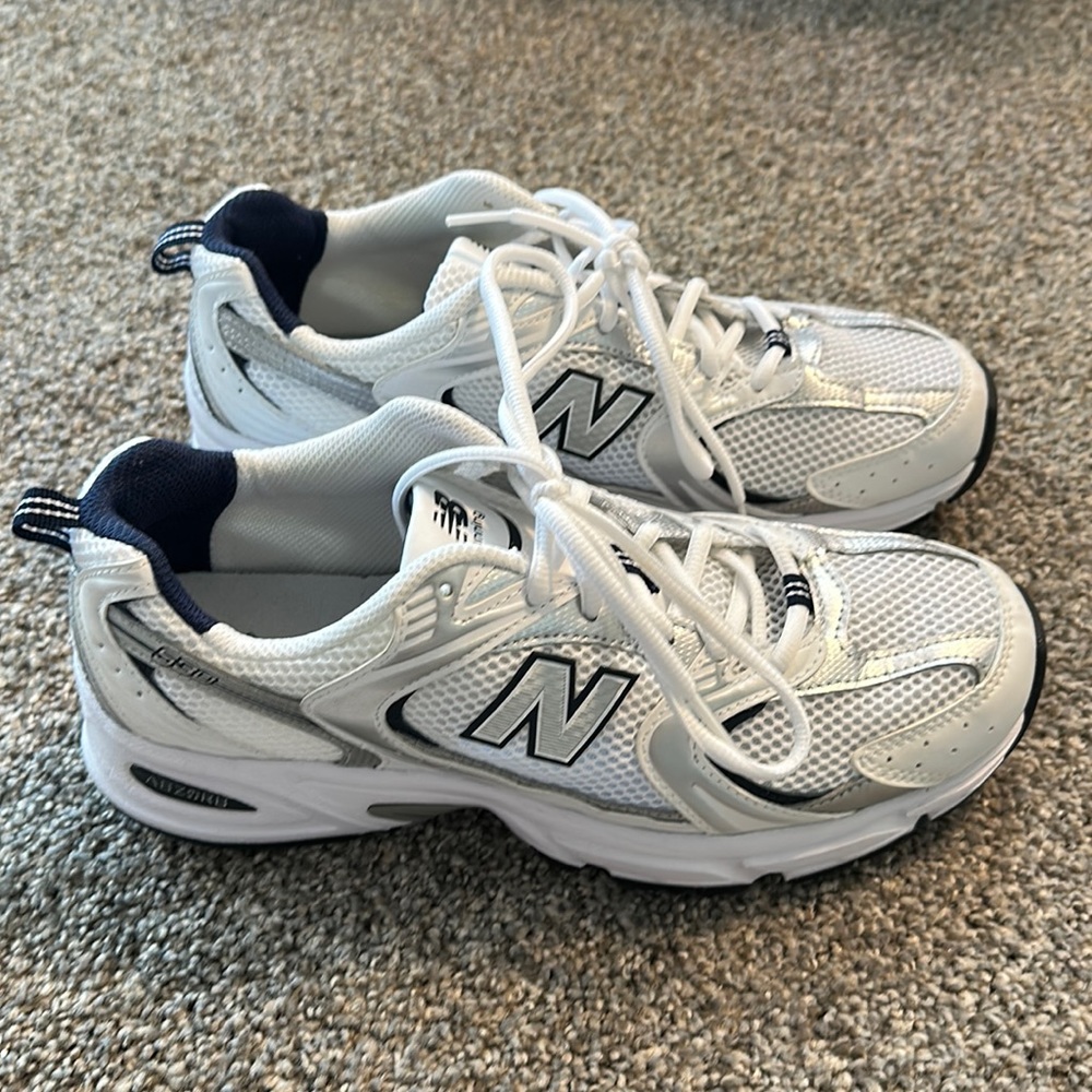 New Balance 530 White and Chrome Running Shoes